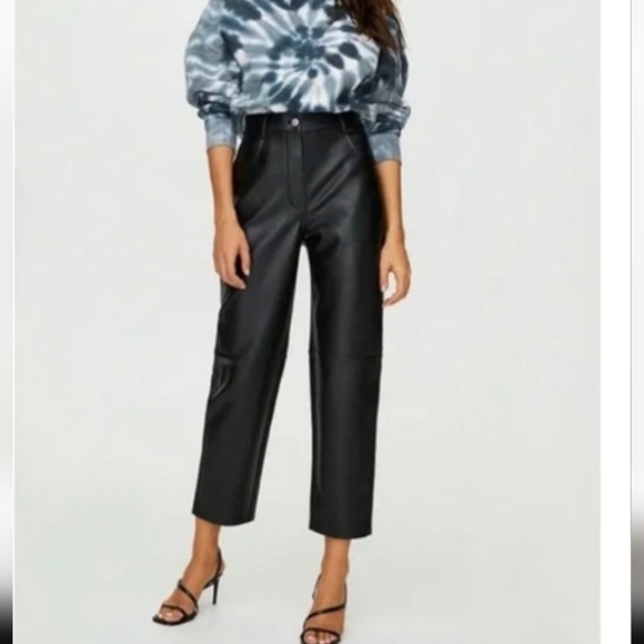 New Aritzia Oracle High Rise Faux Leather Pants NWOT - Picture 2 of 10